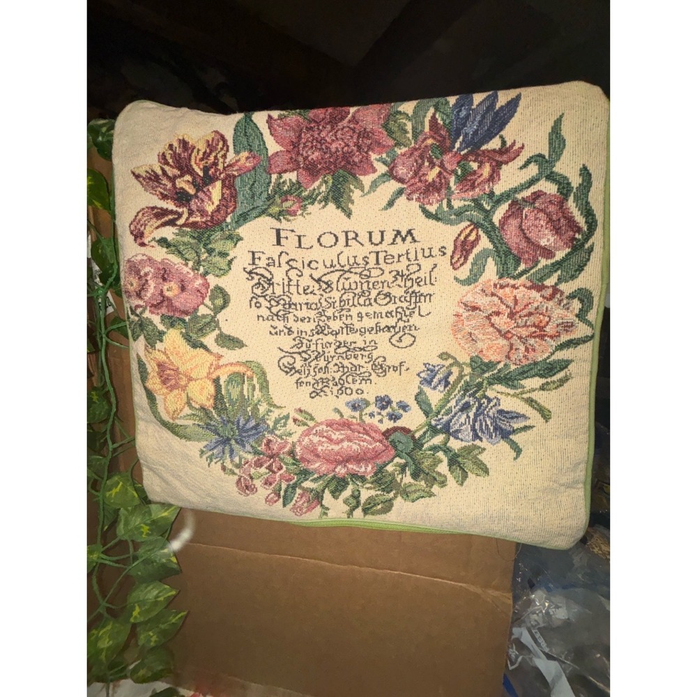 2 American Crafts Florum Botanical Tapestry Cushion Cover 16x16 Floral Wreath